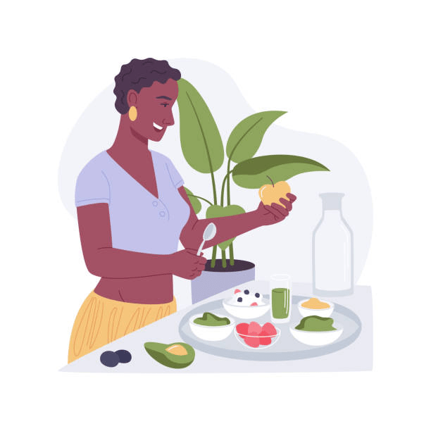 Mujer preparando un nutritivo almuerzo con vegetales