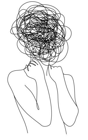 Cabeza enmarañada por el estrés